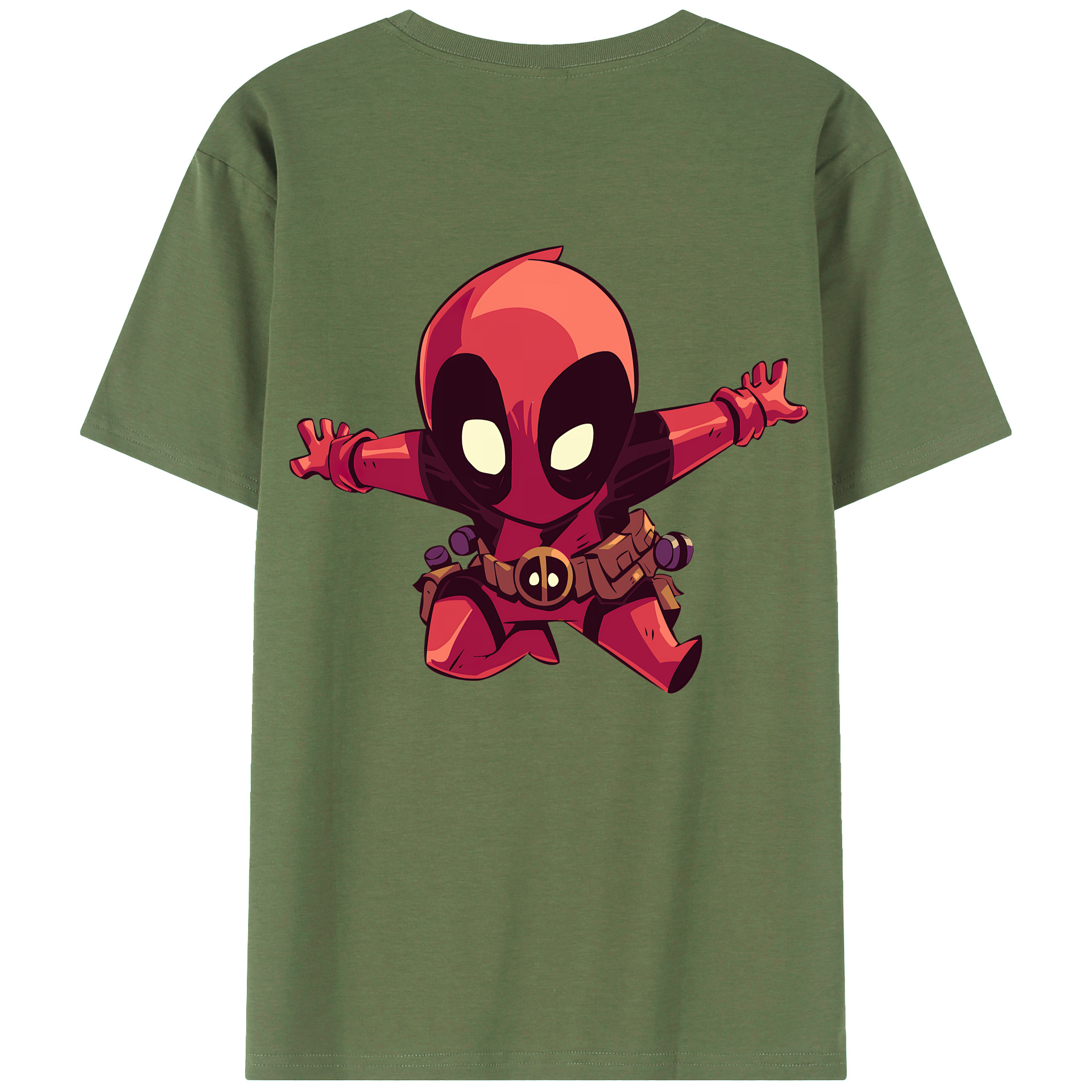 （画像用） Deadpool デッドプール 綿100％ メンズ半袖Tシャツ（バックプリント） 通気性